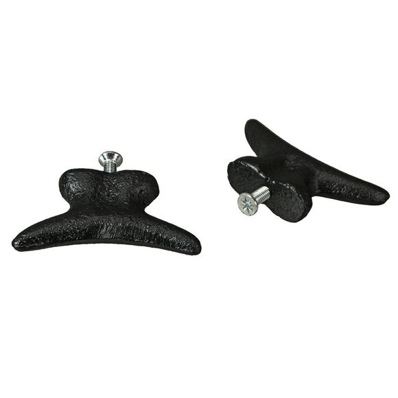 Set of 3 Matte Black Cast Iron Boat Cleat Drawer Pulls: 2.5 Inches Long - Picture 4 of 4